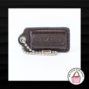 2" Medium COACH BROWN PATENT LEATHER KEY FOB BAG CHARM KEYCHAIN HANGTAG TAG